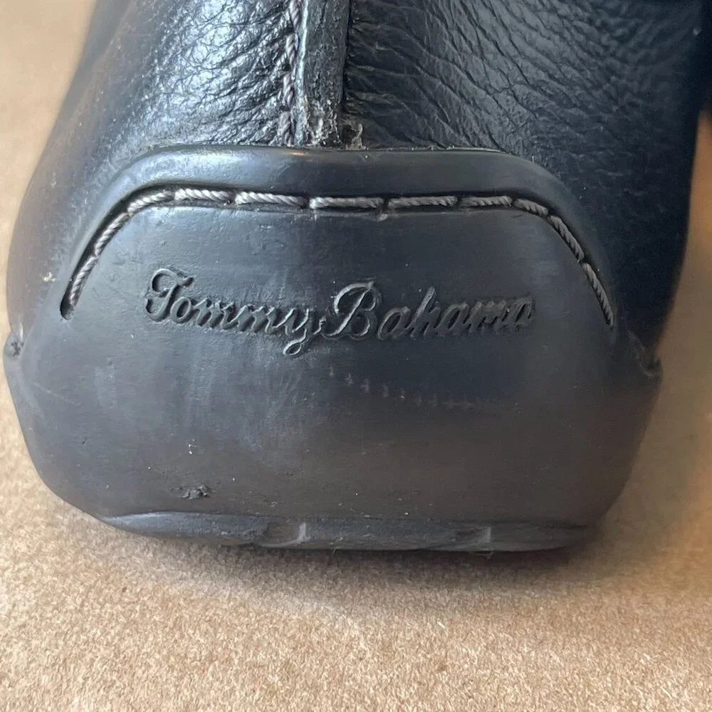 Mens Tommy Bahama  71/2 D Orion Leather Loafers Black Slip-On‎ Casual Shoes